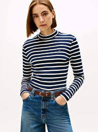 Kadın Slim Cody Mock Neck T-shirt