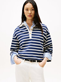 Kadın Gold Button Rugby Sweatshirt