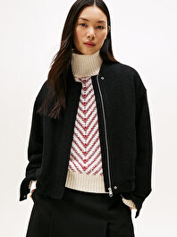 Kadın Wool Texture Regular Bomber Ceket