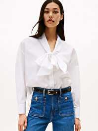 Kadın Poplin Bow Collar Gömlek