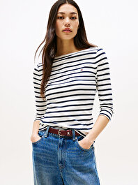 Kadın Slim Cody Boat Neck T-shirt