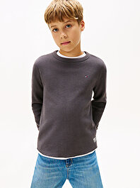 Erkek Çocuk Textured Waffle Uzun Kollu T-shirt