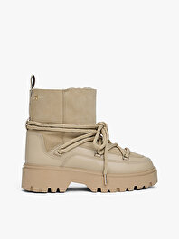 Kadın Real Shearling Laceup Bot