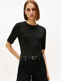 Kadın Slim Rib C-neck T-shirt