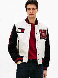 Erkek Leather Varsity Ceket