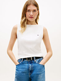 Kadın 5X2 Rib Slim Boat Neck T-shirt