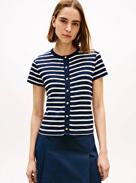 Kadın Gold Button Slim T-shirt