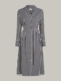 Kadın Fluid Stripe Ls Midi Elbise