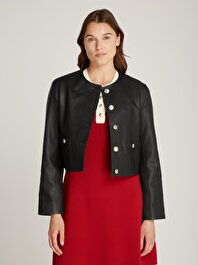 Kadın Crop Deri Ceket