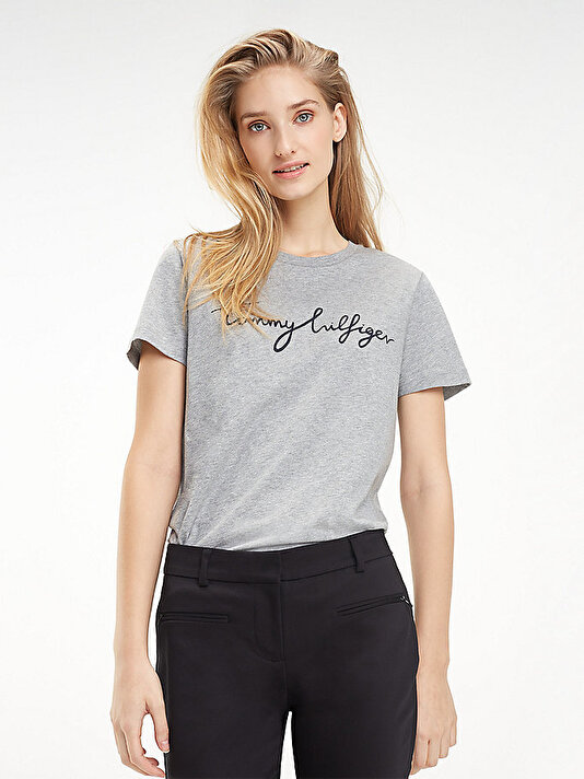 Kadın Heritage Bisiklet Yaka Logo T-Shirt