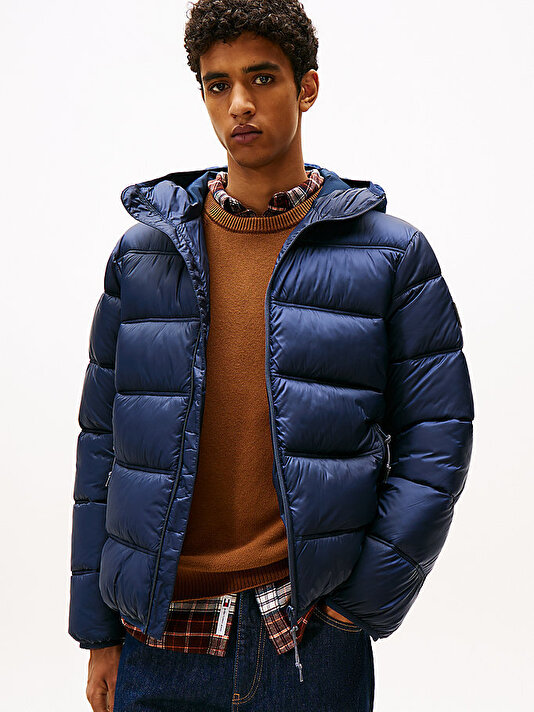 Erkek TJM Hooded Logo Puffer Mont