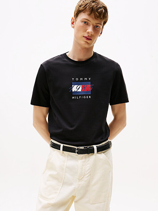 Erkek Linear Flag Graphic T-shirt
