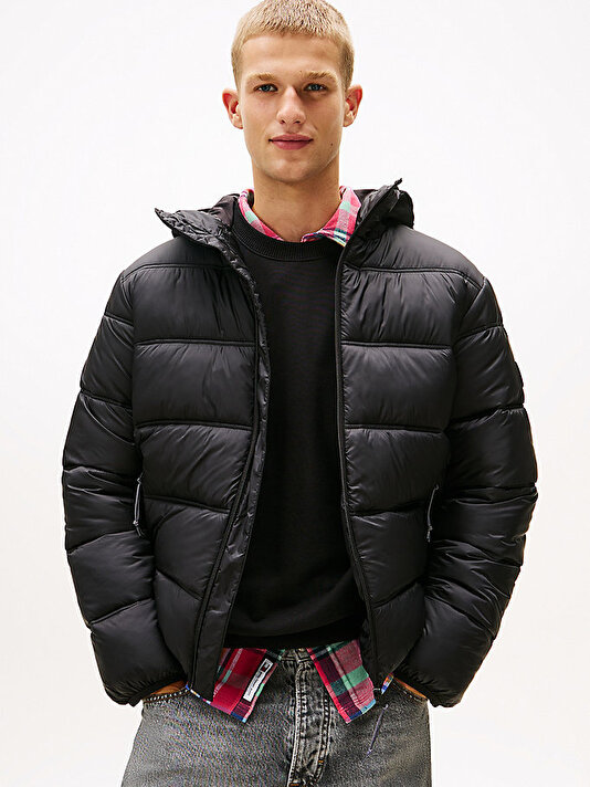 Erkek TJM Hooded Logo Puffer Mont