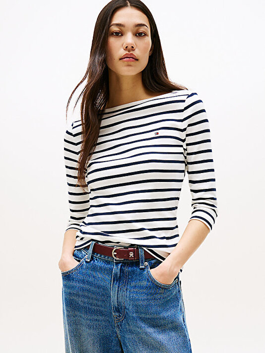 Kadın Slim Cody Boat Neck T-shirt