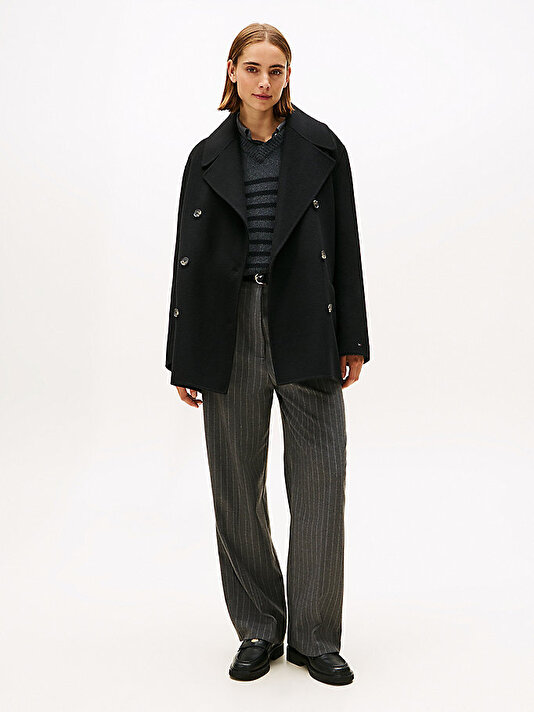 Kadın Pinstripe Loose Straight Pantolon