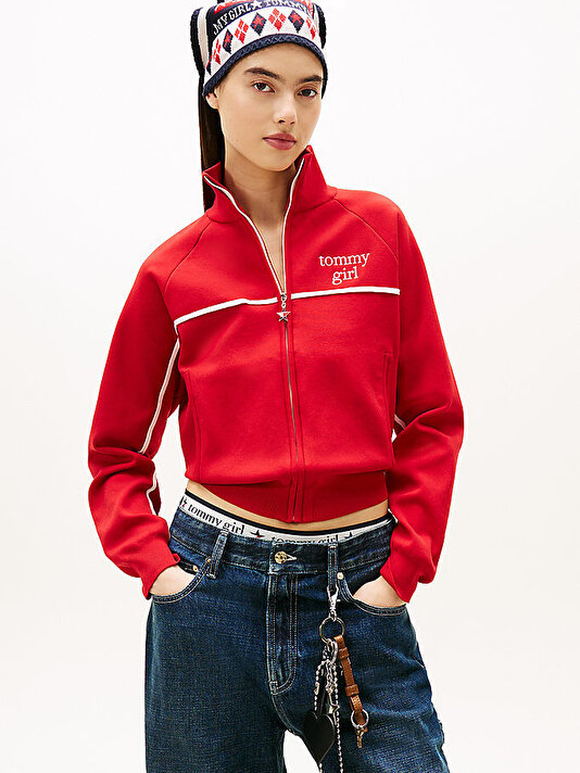 Kadın Tommy Girl Knitted Track Sweatshirt