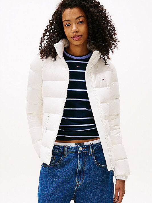 Kadın TJW Slim Zip Print Puffer Mont