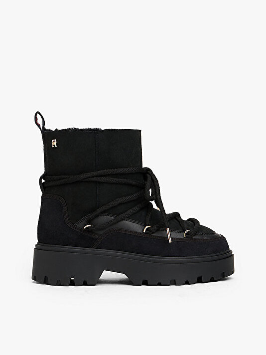 Kadın Real Shearling Laceup Bot