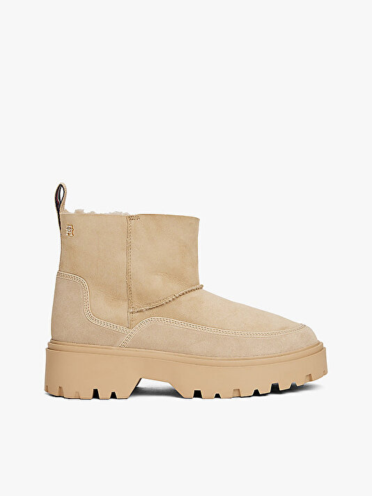 Kadın Real Shearling Laceup Bot