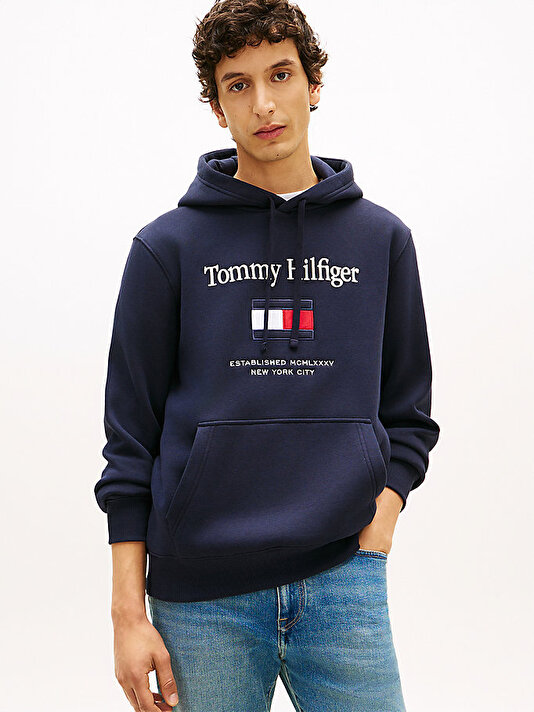 Erkek Tommy Embro Flag Sweatshirt