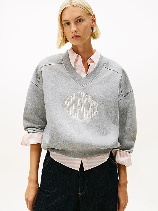 Kadın Varsity V-nk Fleece Sweatshirt