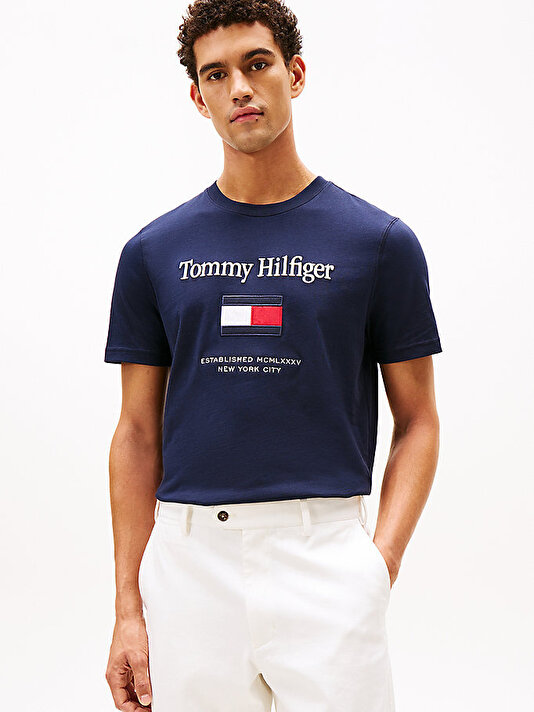 Erkek Tommy Embro Flag T-shirt