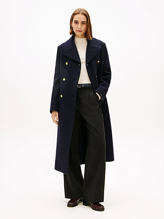Kadın Wool Gold Button Kaban