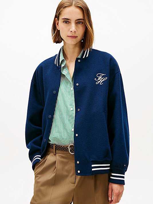 Kadın Wool Varsity Bomber Ceket