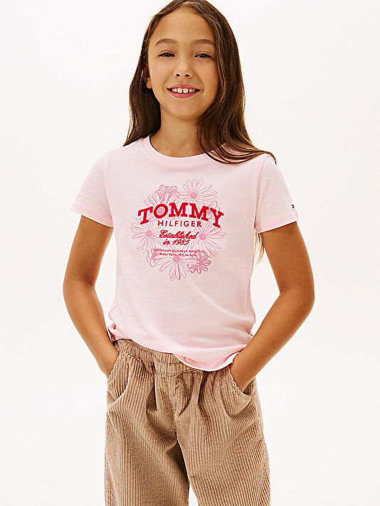 Kız Çocuk Tommy Flock Flower T-shirt