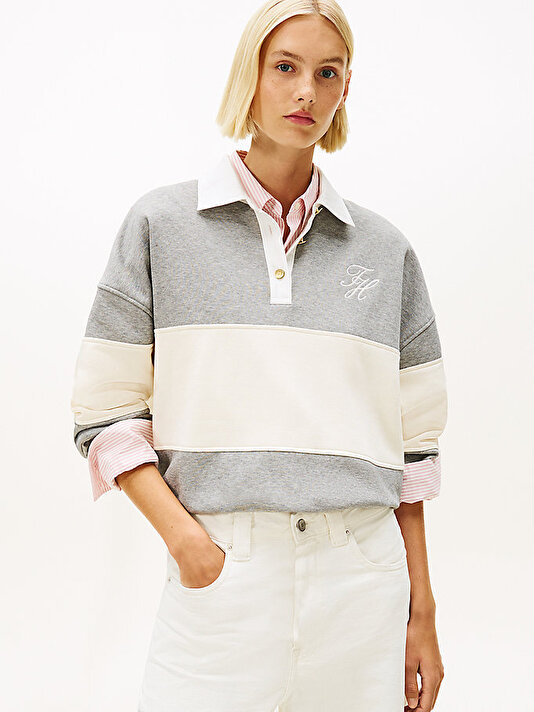 Kadın Gold Btn Rugby Sweatshirt