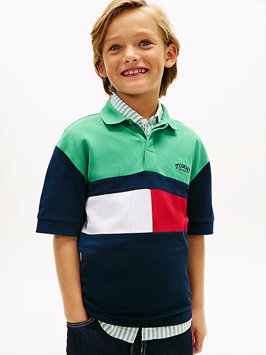 Erkek Çocuk Monotype Colorblock Polo T-shirt