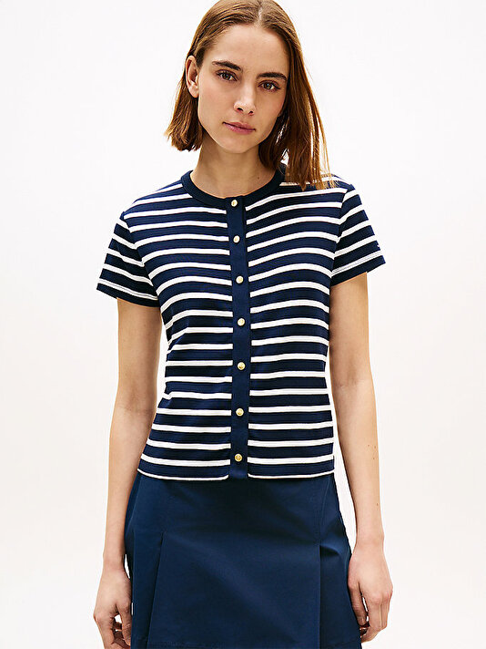 Kadın Gold Button Slim T-shirt