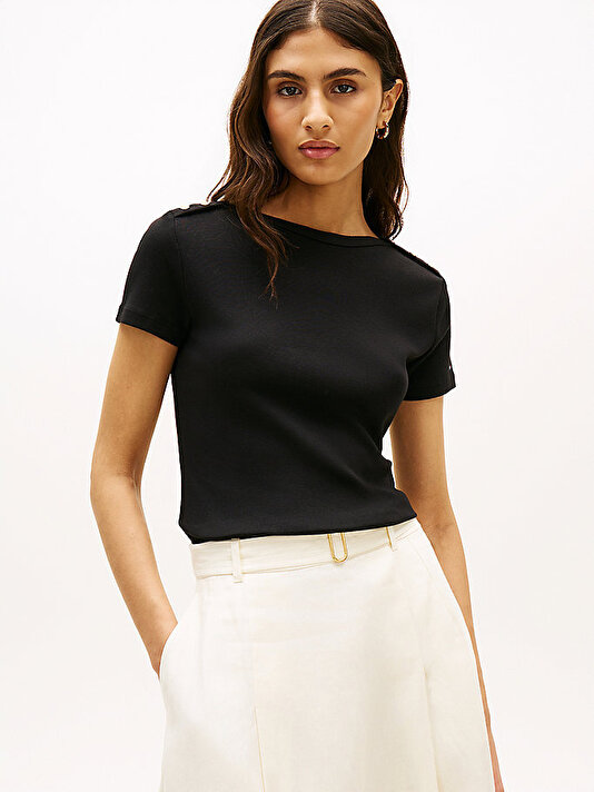 Kadın Gold Button Long T-shirt