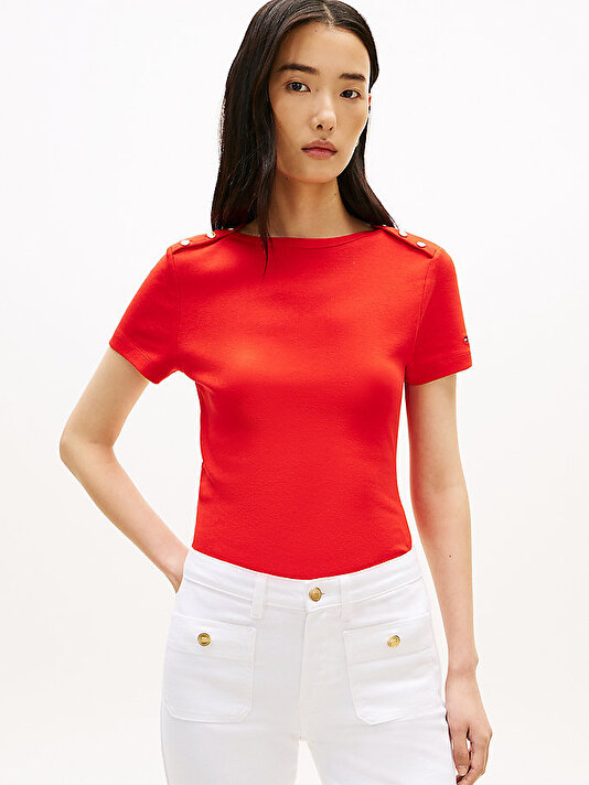 Kadın Gold Button Long T-shirt