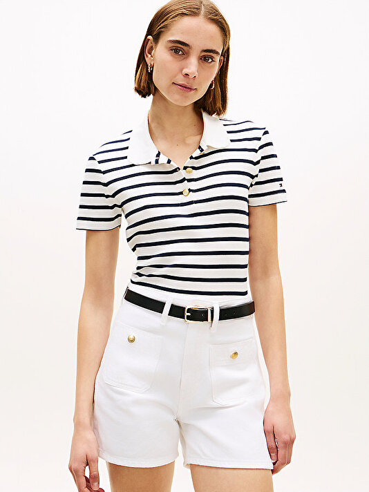 Kadın Gold Button Slim T-shirt