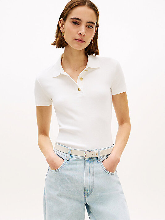 Kadın Gold Button Slim T-shirt