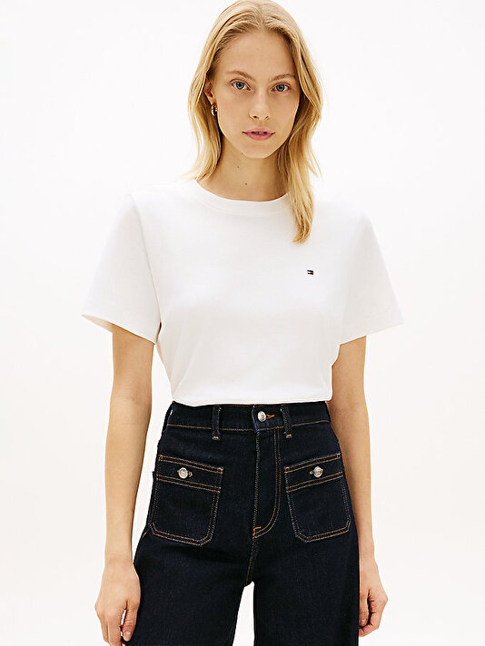 Kadın Interlock Boxy C-neck T-shirt