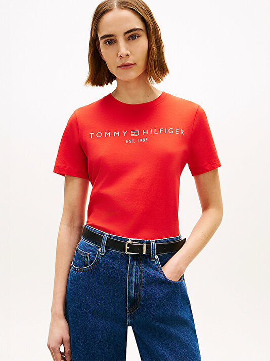 Kadın Regular Corp Logo C-neck T-shirt
