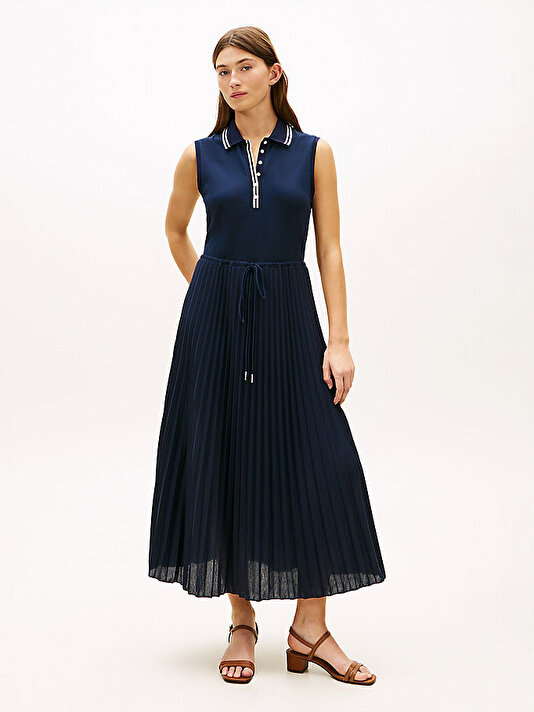 Kadın 1985 Pleated Polo Elbise