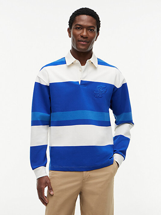 Erkek Relaxed Stripe Rugby Sweatshirt