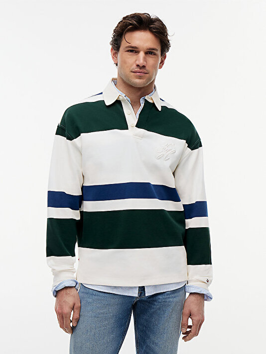 Erkek Relaxed Stripe Rugby Sweatshirt