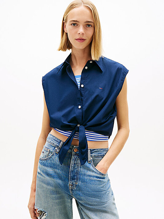 Kadın TJW Tie Front Poplin Gömlek
