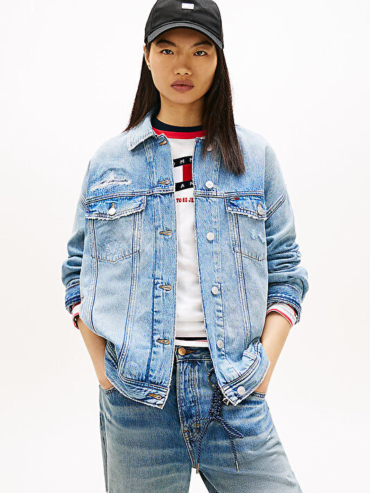 Kadın Oversize Trucker Denim Ceket
