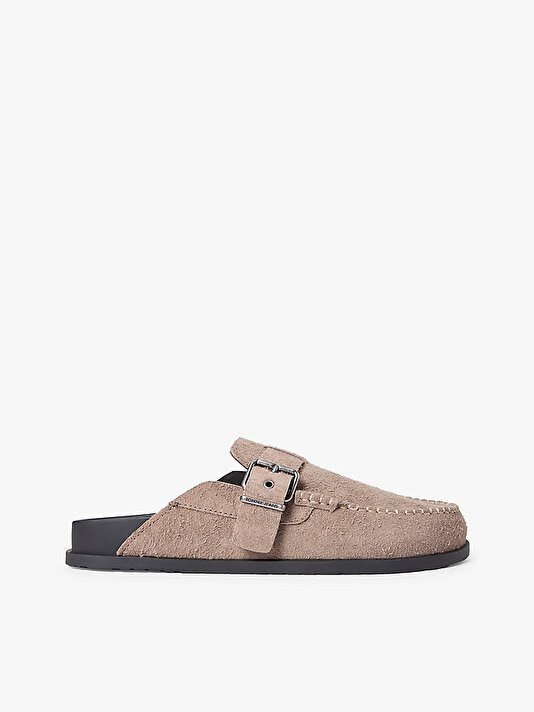 Erkek Bind Mule Washed Süet Loafer Terlik