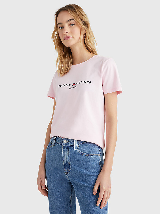 Kadın Regular Hilfiger T-Shirt Pembe  WW0WW28681TPD