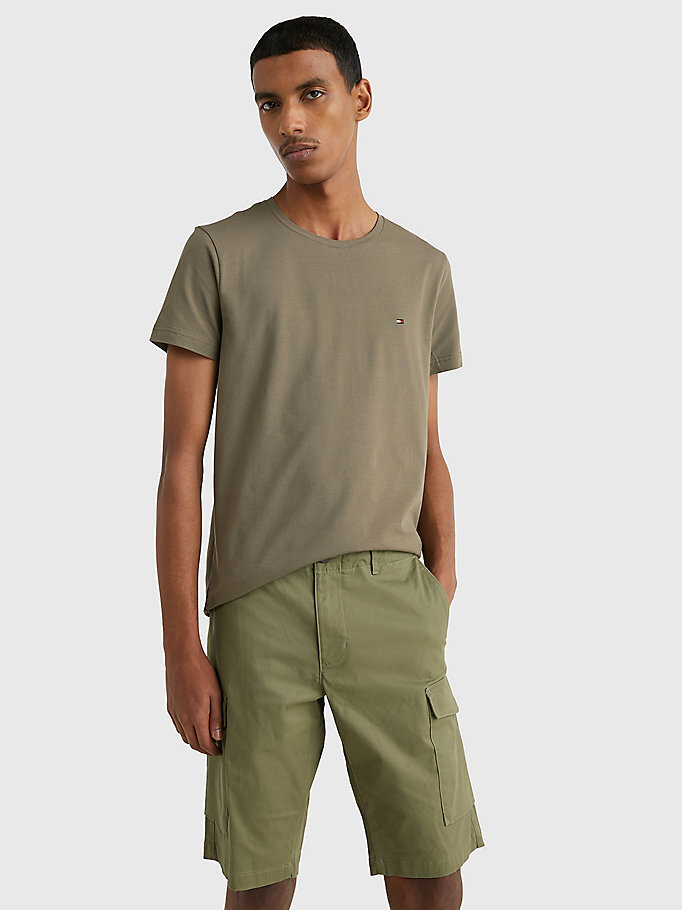 Erkek Stretch Slim Fit T-Shirt Yeşil MW0MW10800RBU