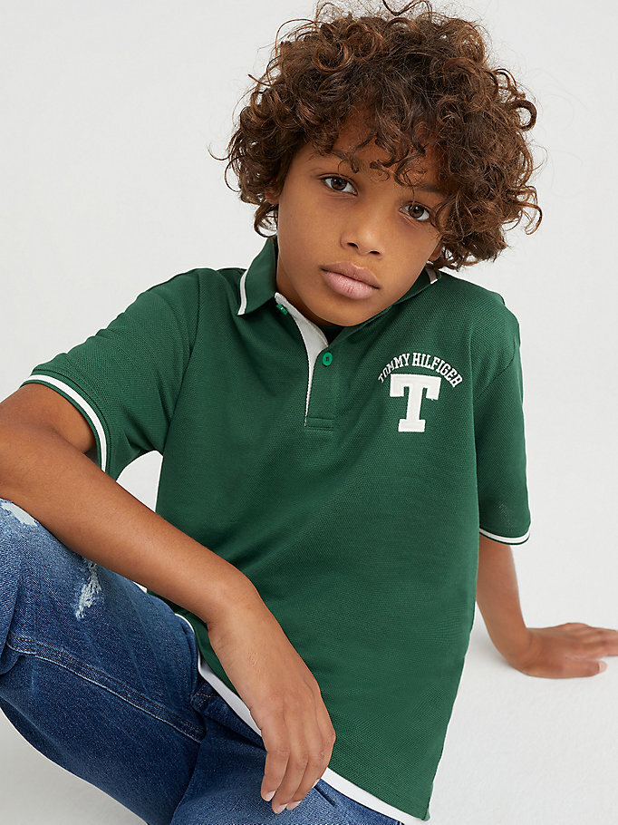 Erkek Çocuk Varsity Polo T-shirt Yeşil KB0KB08317L2M