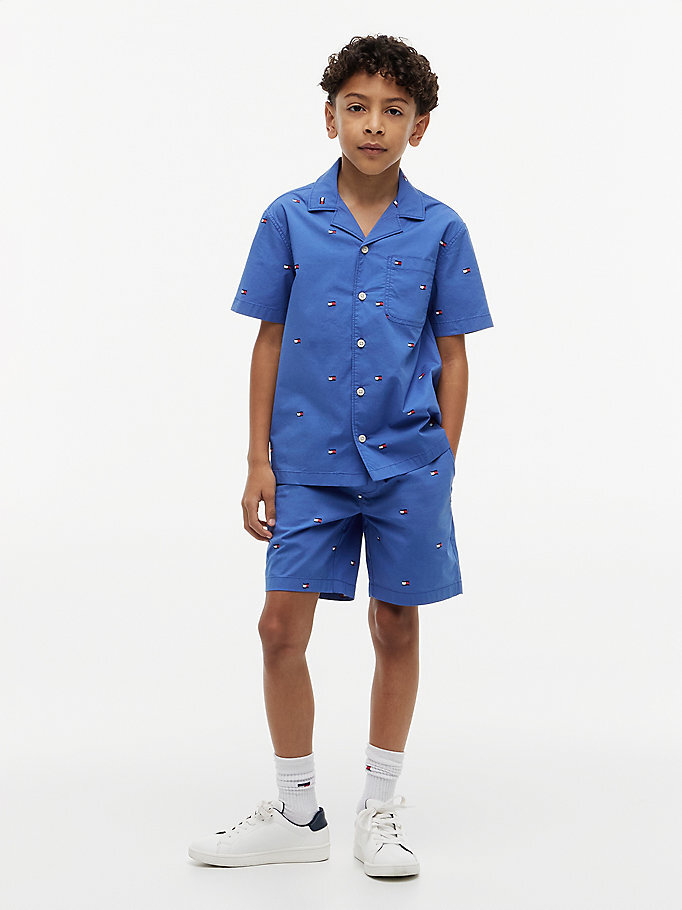 Erkek Çocuk Stretch Poplin Flag Gömlek Mavi KB0KB10578C6H