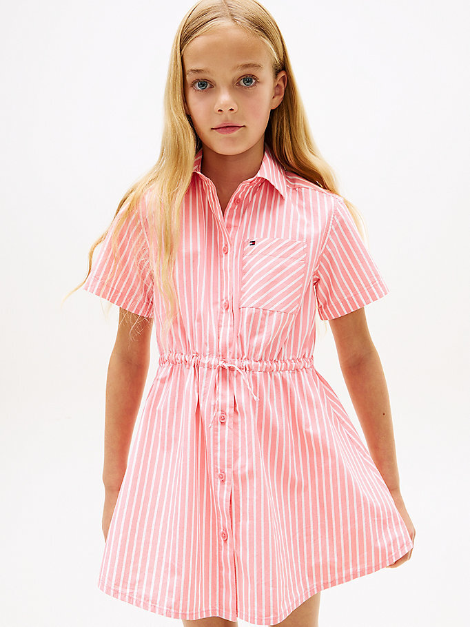 Kız Çocuk Poplin Stripes Gömlek Elbise Çok renkli KG0KG09372TIE