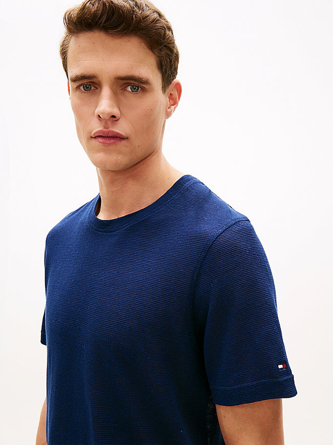 Erkek Linen T-shirt Lacivert MW0MW42675DCA
